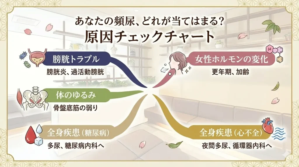 女性の頻尿の原因のチャート